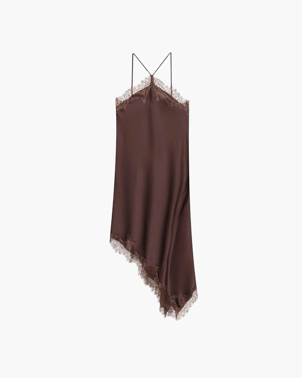 Vestido midi de encaje Natalie con hombros descubiertos