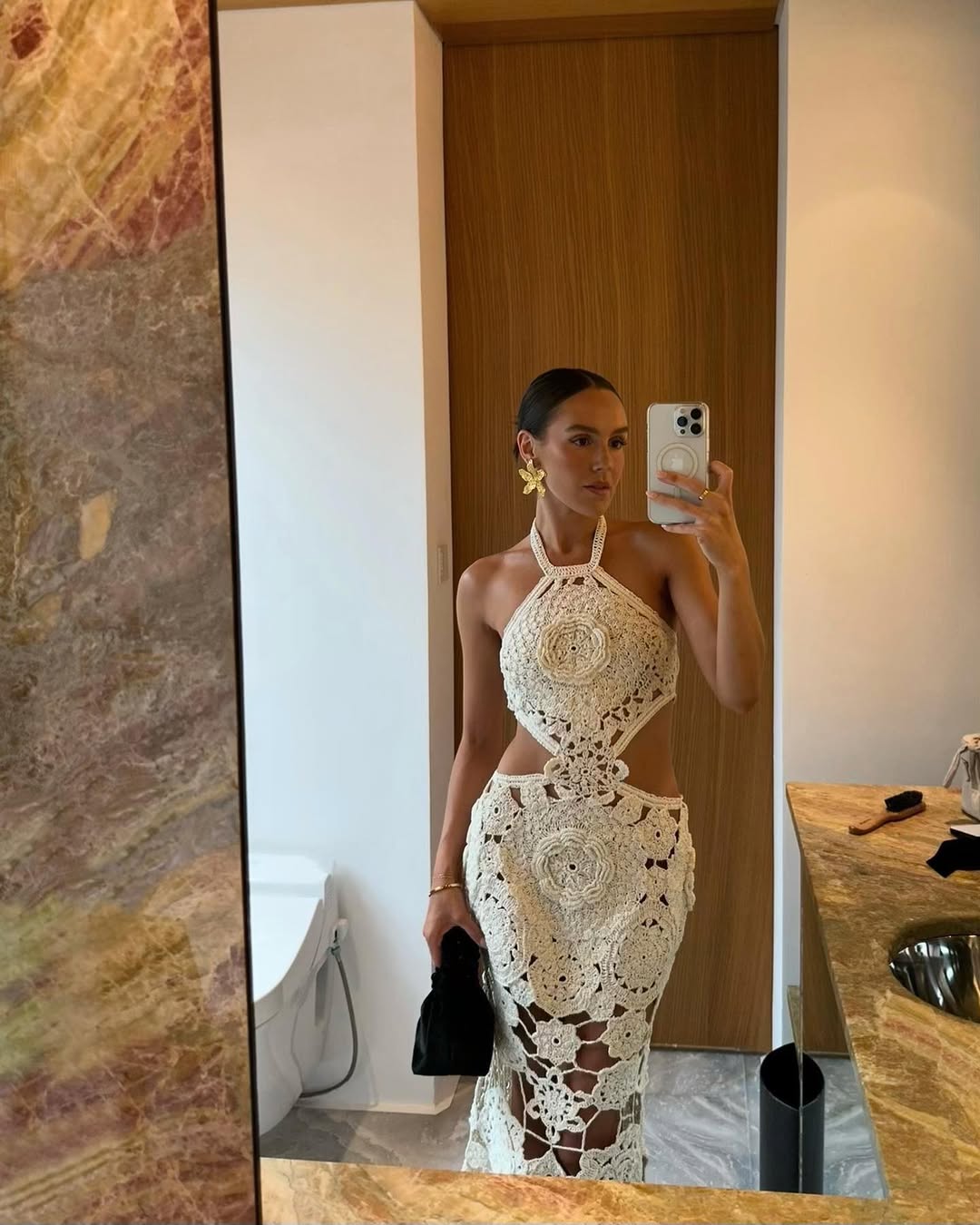 Maxivestido de ganchillo transparente Natasha