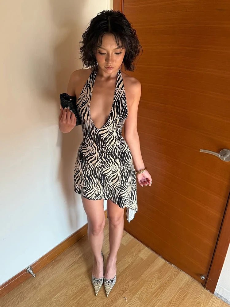 Minivestido de efecto venda con estampado de cebra Natasha