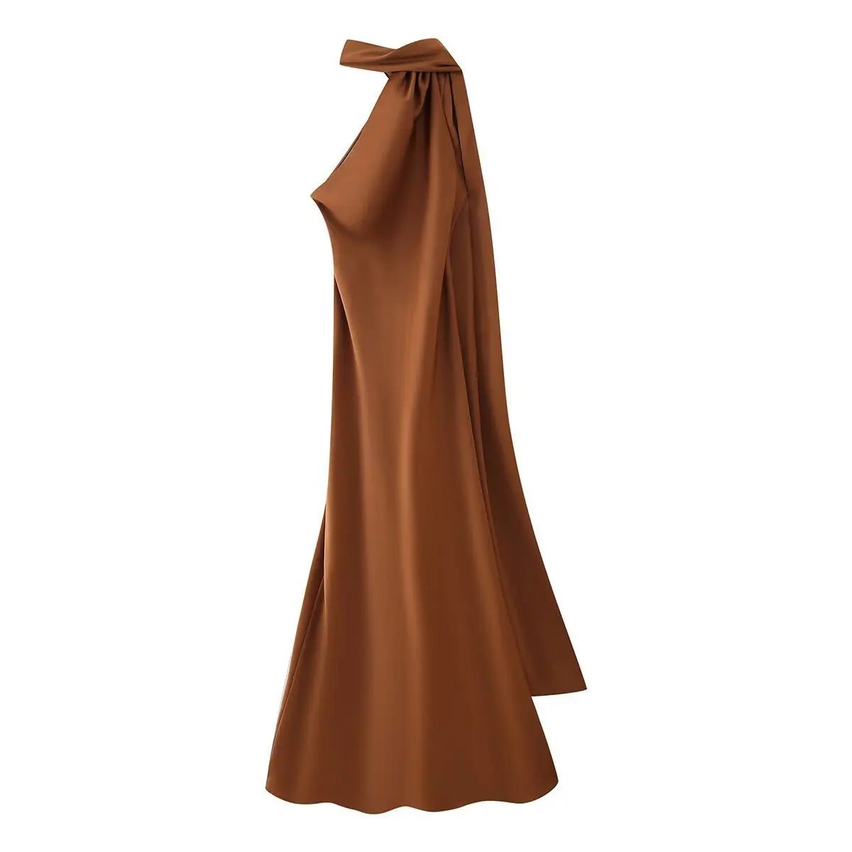 Vestido largo Neele de satén con cuello halter y espalda descubierta