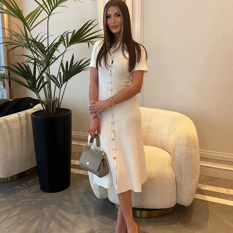 Vestido de punto acanalado con botones delanteros Nerea