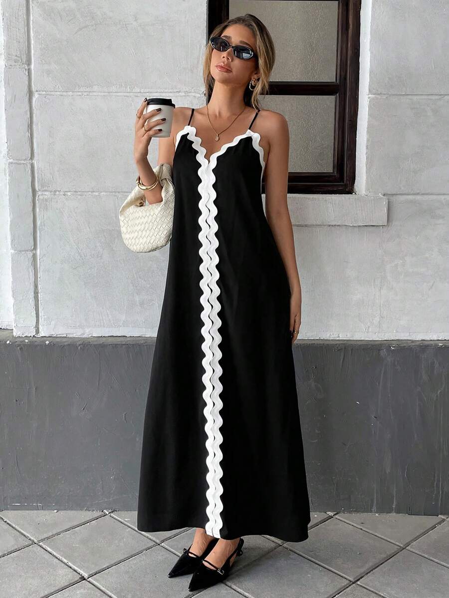 Maxivestido de contraste Nina