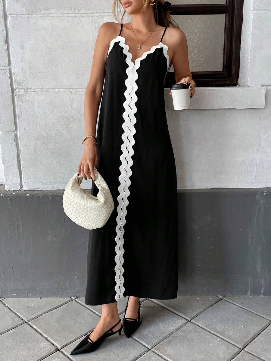 Maxivestido de contraste Nina