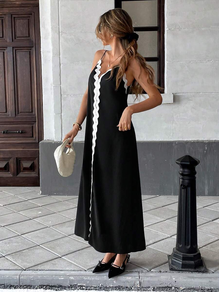 Maxivestido de contraste Nina