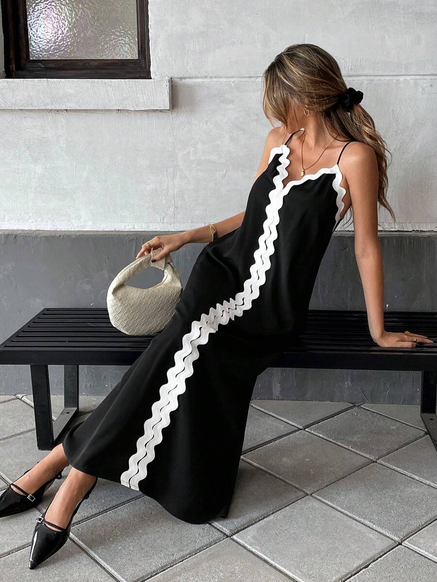 Maxivestido de contraste Nina