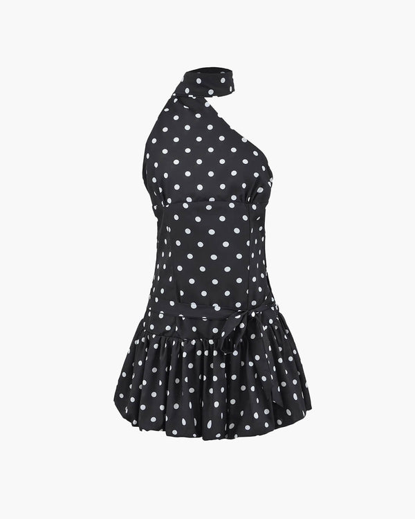 Minivestido de lunares de un solo hombro Nina