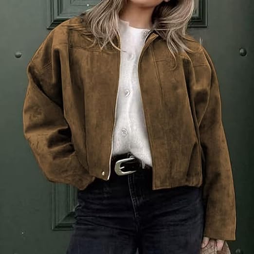 Chaqueta de ante caqui vintage Nina