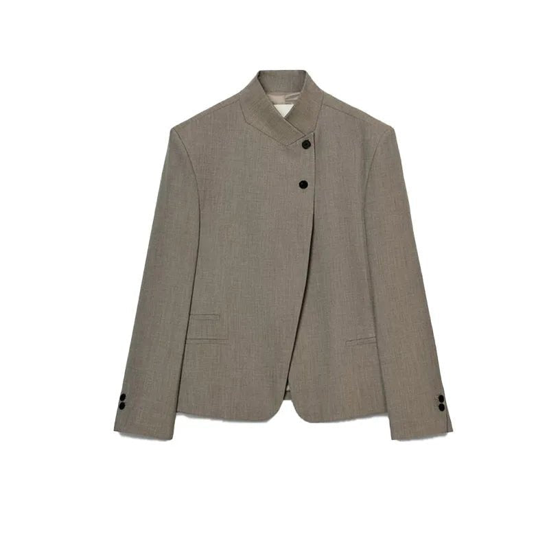 Noa Solid Stand Collar Blazer Jacket