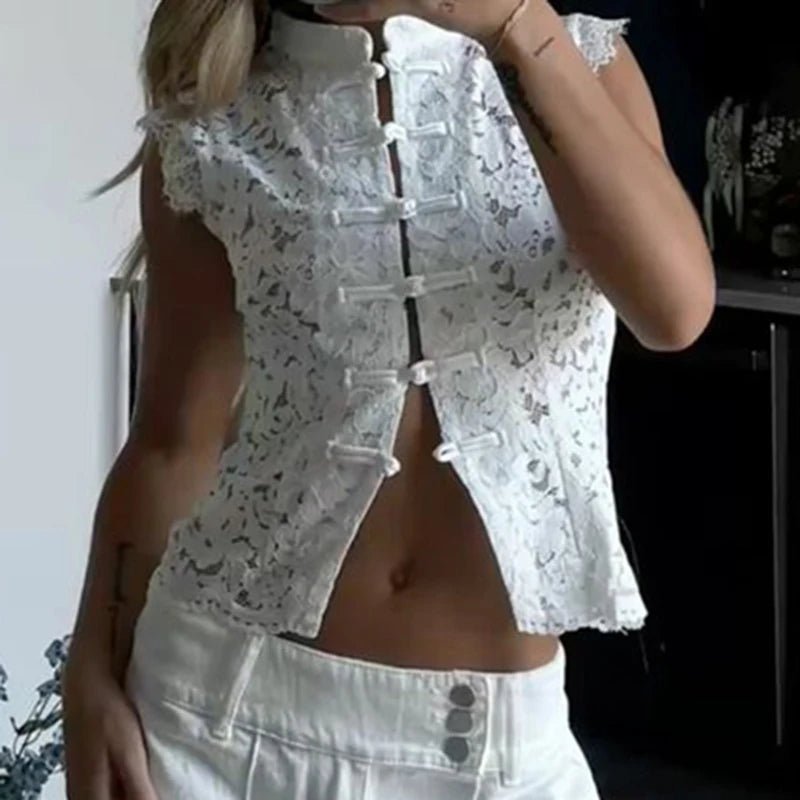 Top de encaje sin mangas Odessa