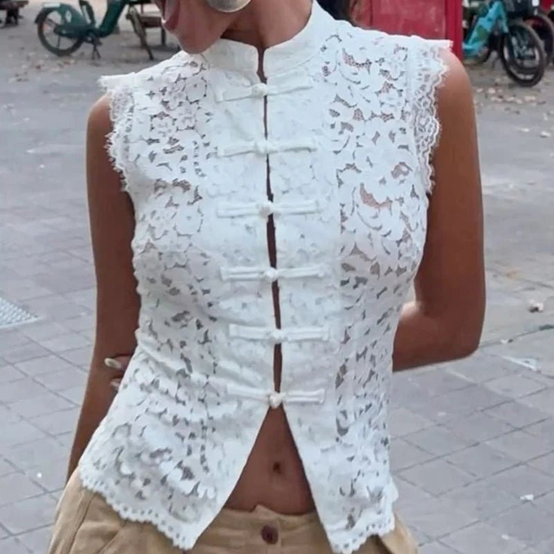 Top de encaje sin mangas Odessa