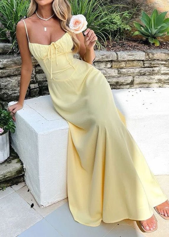 Vestido largo con cuerpo de corsé Odile