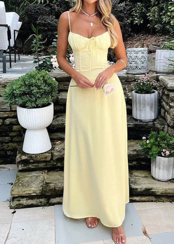 Vestido largo con cuerpo de corsé Odile