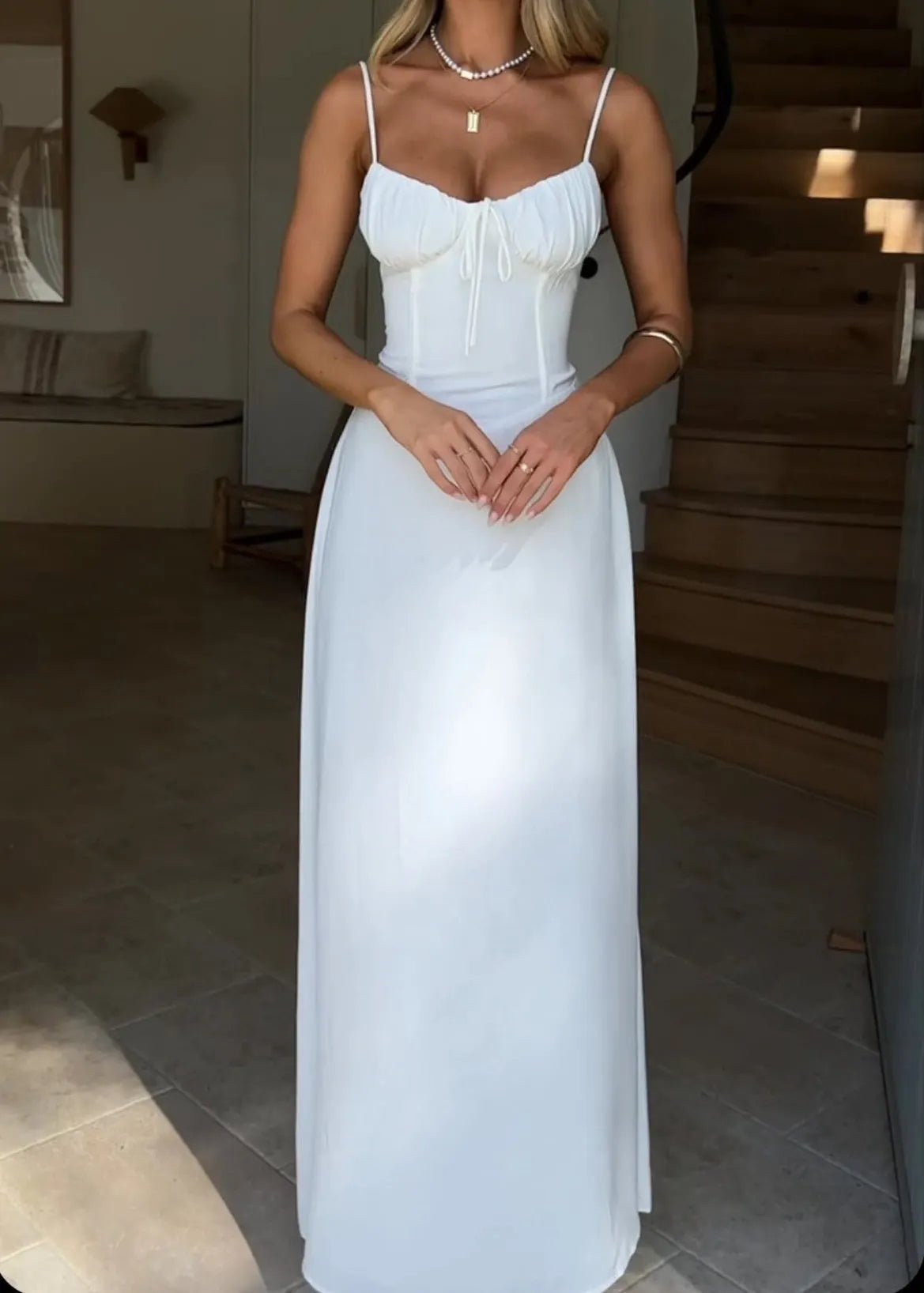Vestido largo con cuerpo de corsé Odile