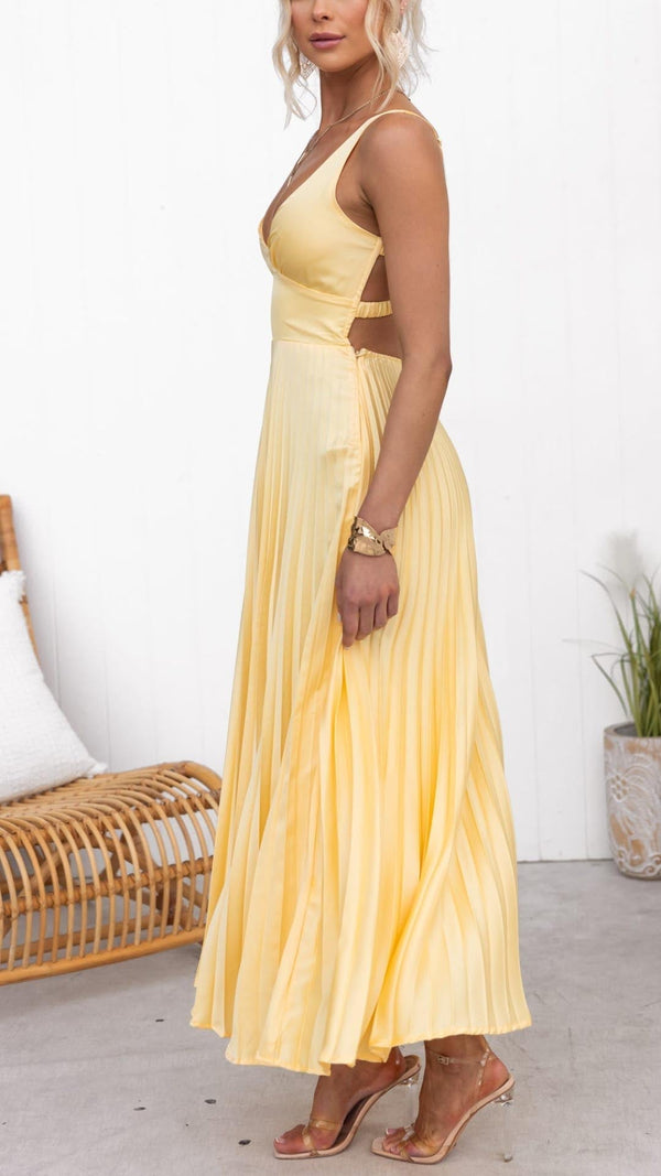 Vestido largo Olivia de verano, fluido y plisado