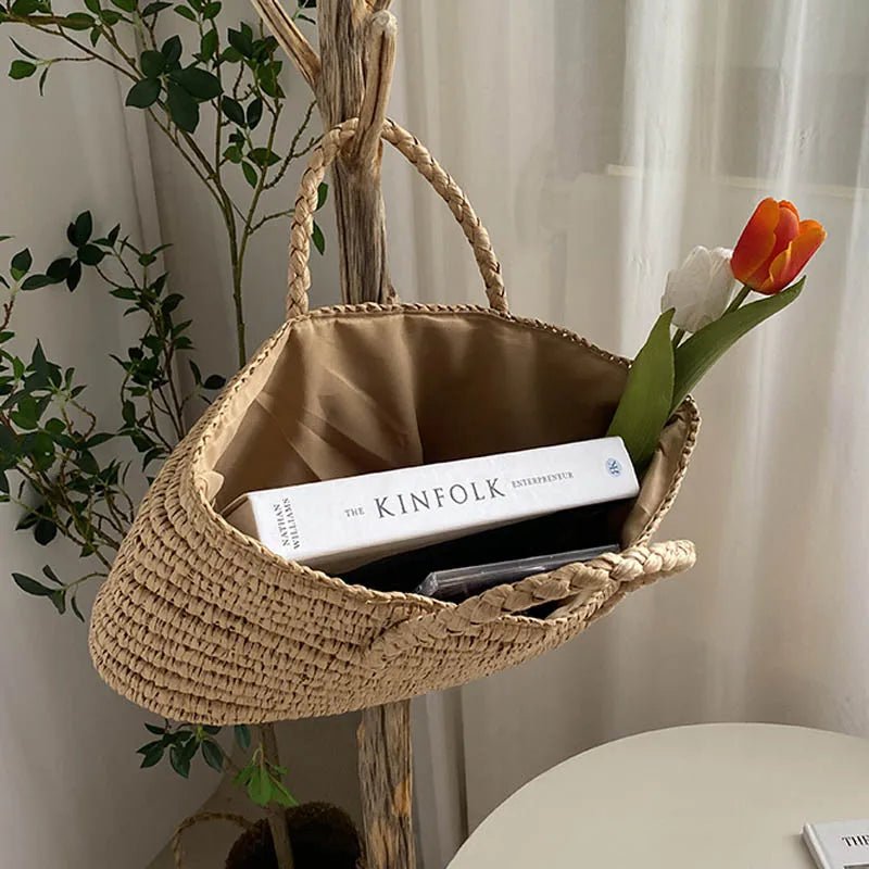 Bolso de mano de paja tejido a mano Olivia