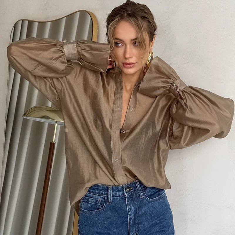 Blusa transparente de manga larga Patricia