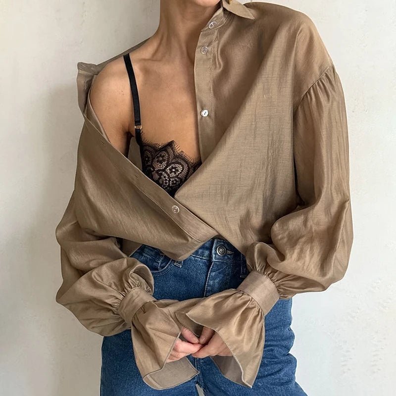 Blusa transparente de manga larga Patricia