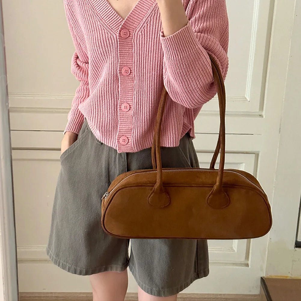 Bolso baguette de ante Pauleen