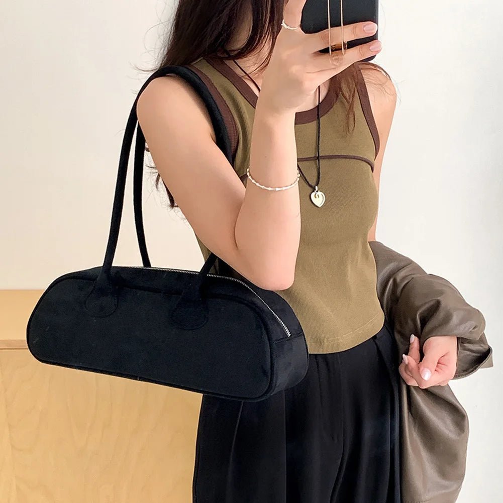 Bolso baguette de ante Pauleen