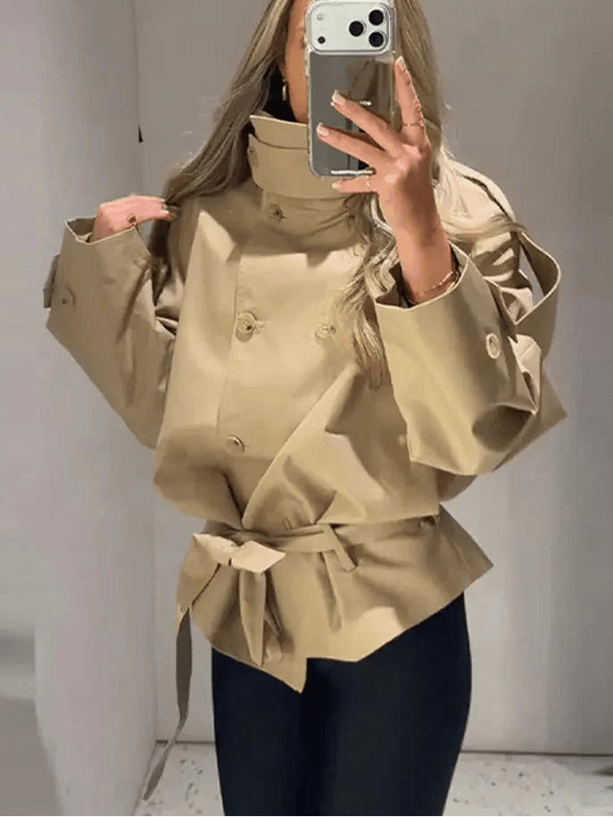 Gabardina corta Phoebe con cordones