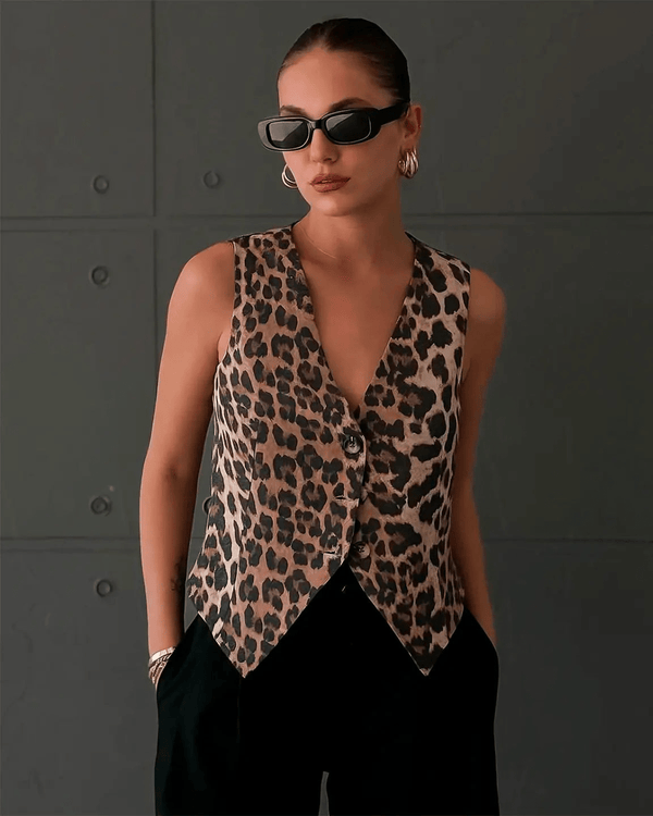 Chaleco con estampado de leopardo Pilar
