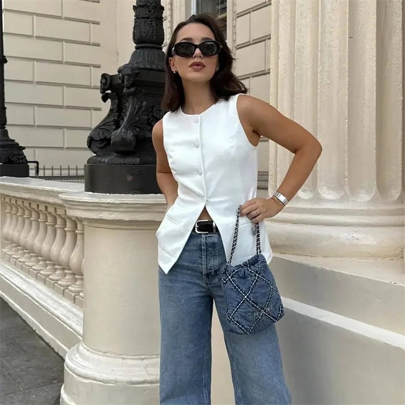 Priya Button-Up Vest Top