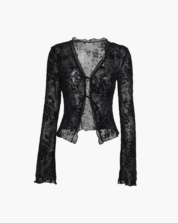 Blusa de encaje con lazo delantero Rachel