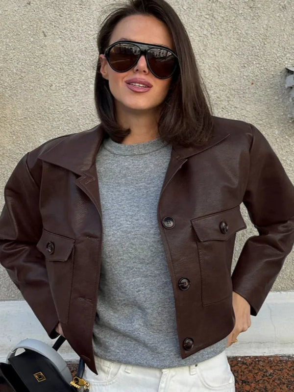 Chaqueta corta de imitación de cuero Rachelle
