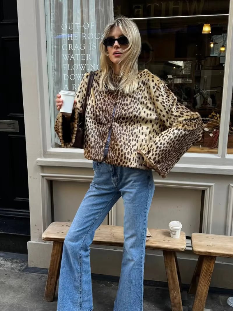 Chaqueta de piel sintética de leopardo Rebecca