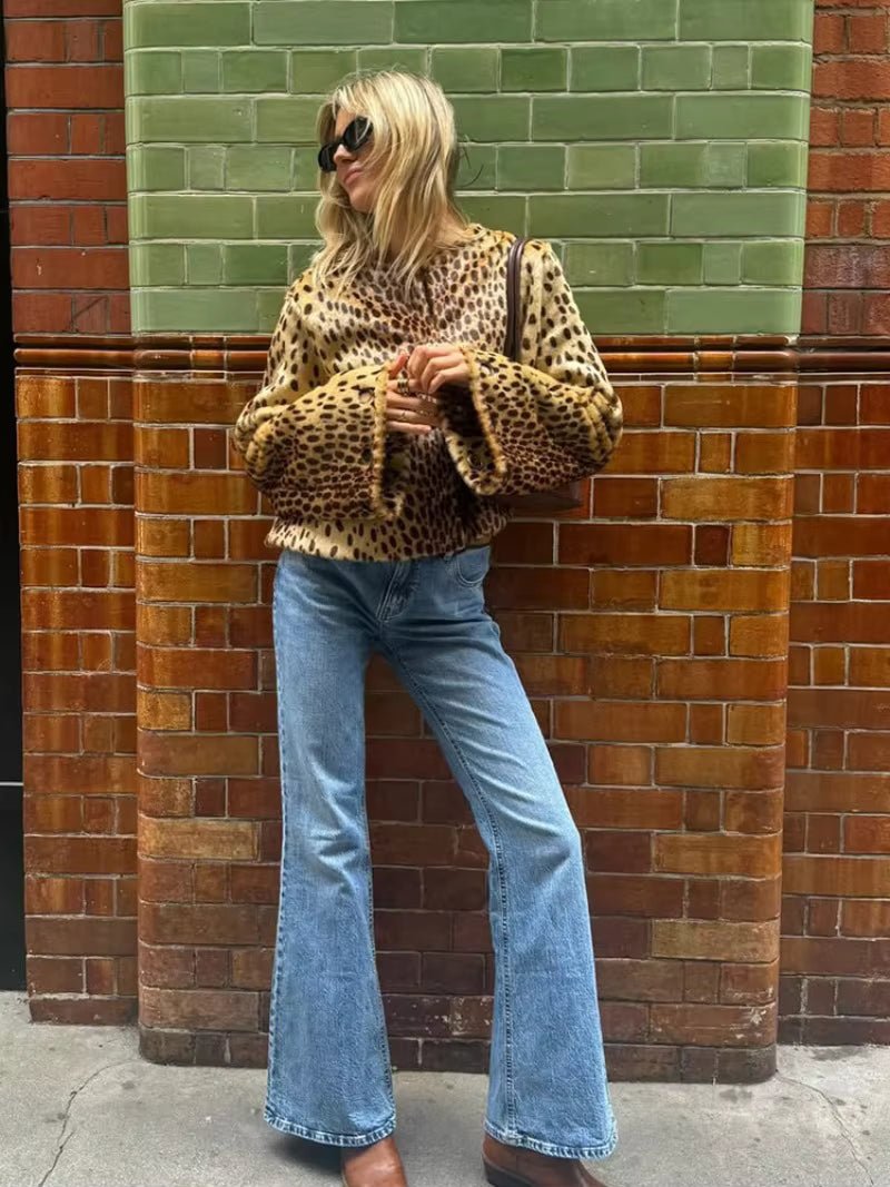 Chaqueta de piel sintética de leopardo Rebecca