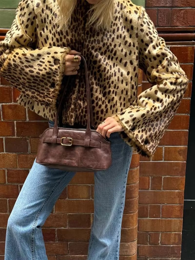 Chaqueta de piel sintética de leopardo Rebecca