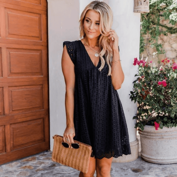 Minivestido Regine sin mangas con escote en V