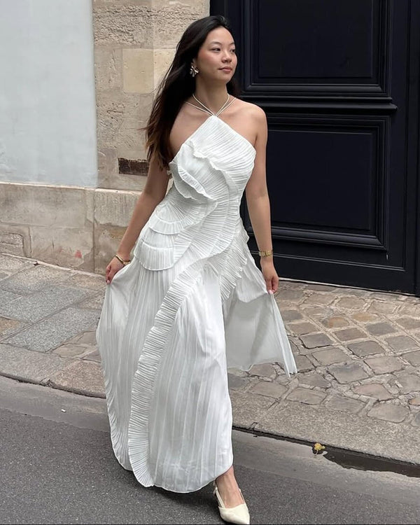Vestido de gala de corte A con cuello halter Renata