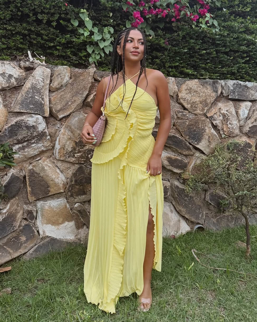 Vestido de gala de corte A con cuello halter Renata