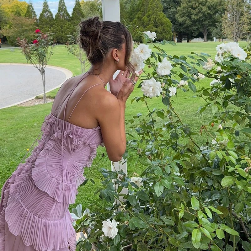 Vestido de gala de corte A con cuello halter Renata