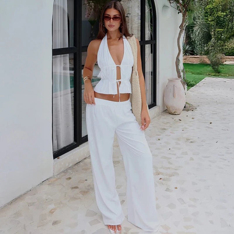 Conjunto de dos piezas de algodón con cuello halter Renata