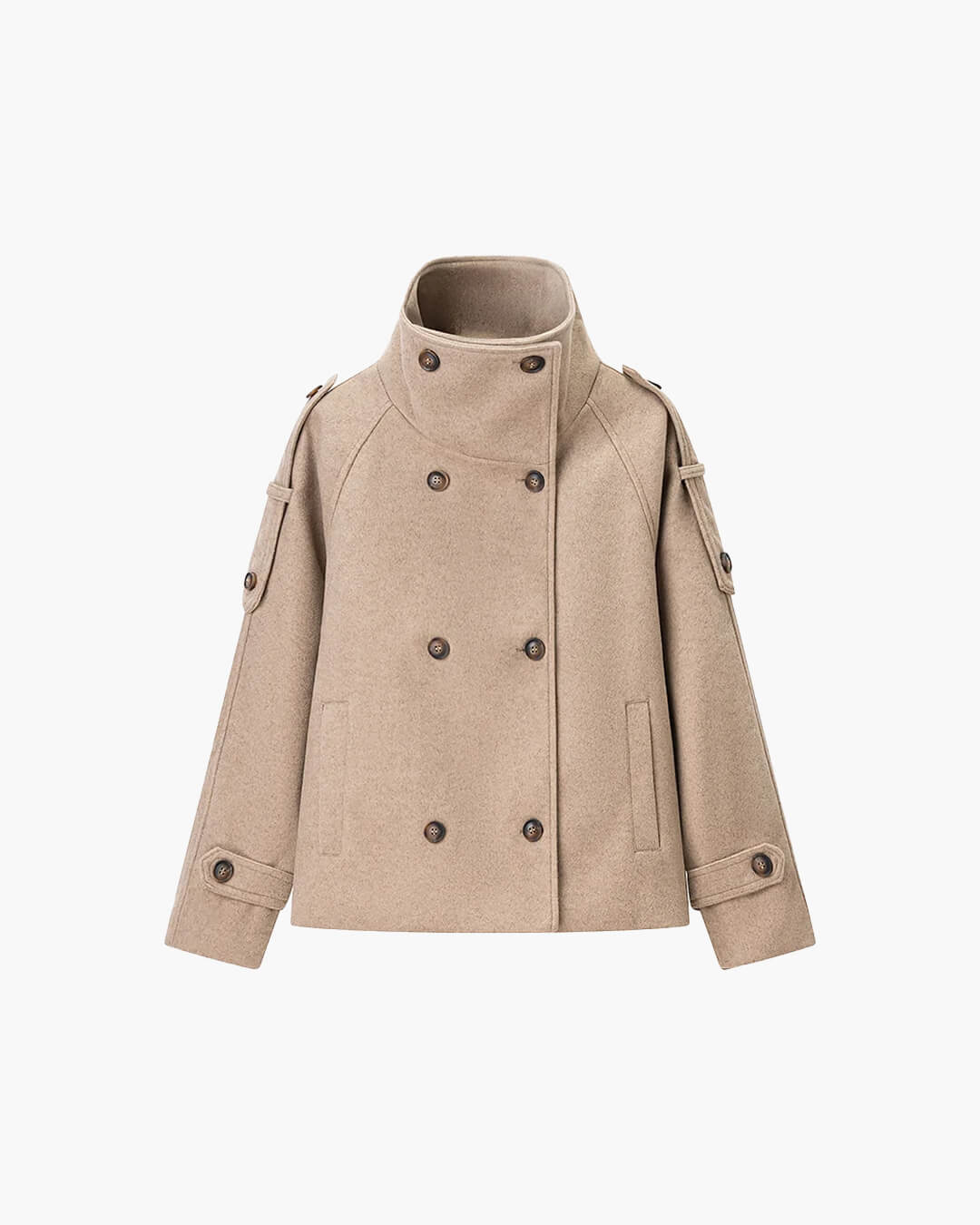 Abrigo cruzado Rhea con cuello mao