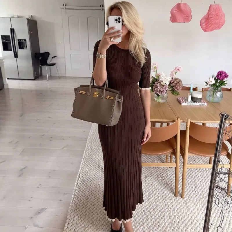 Vestido midi de canalé Eliane