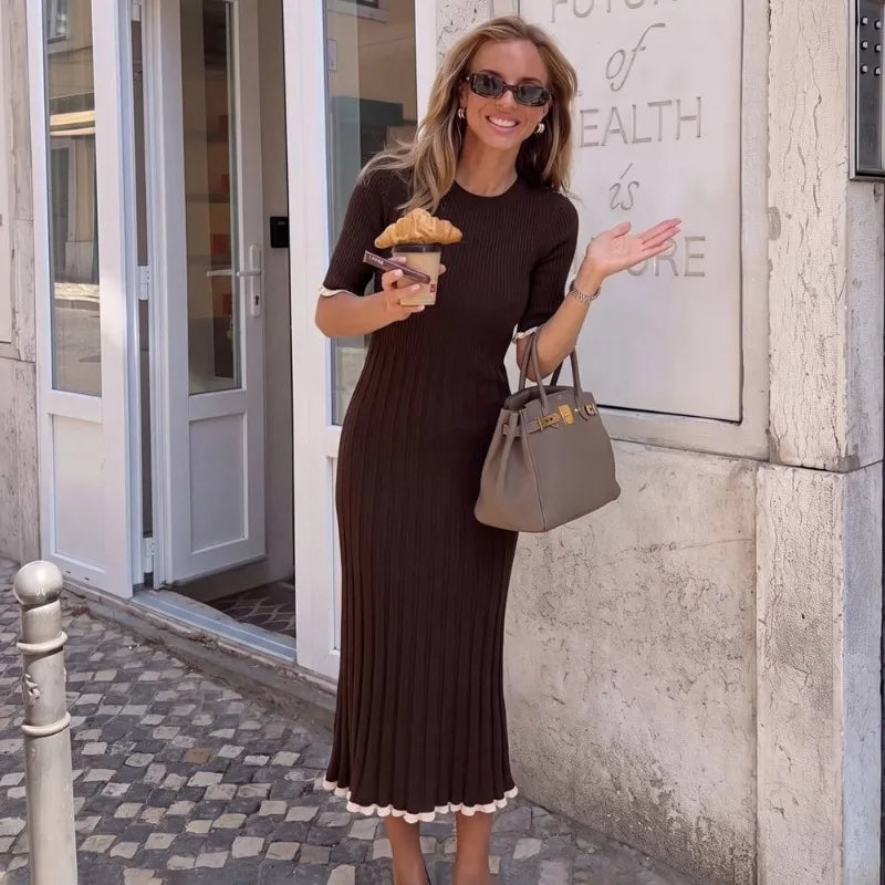 Vestido midi de canalé Eliane