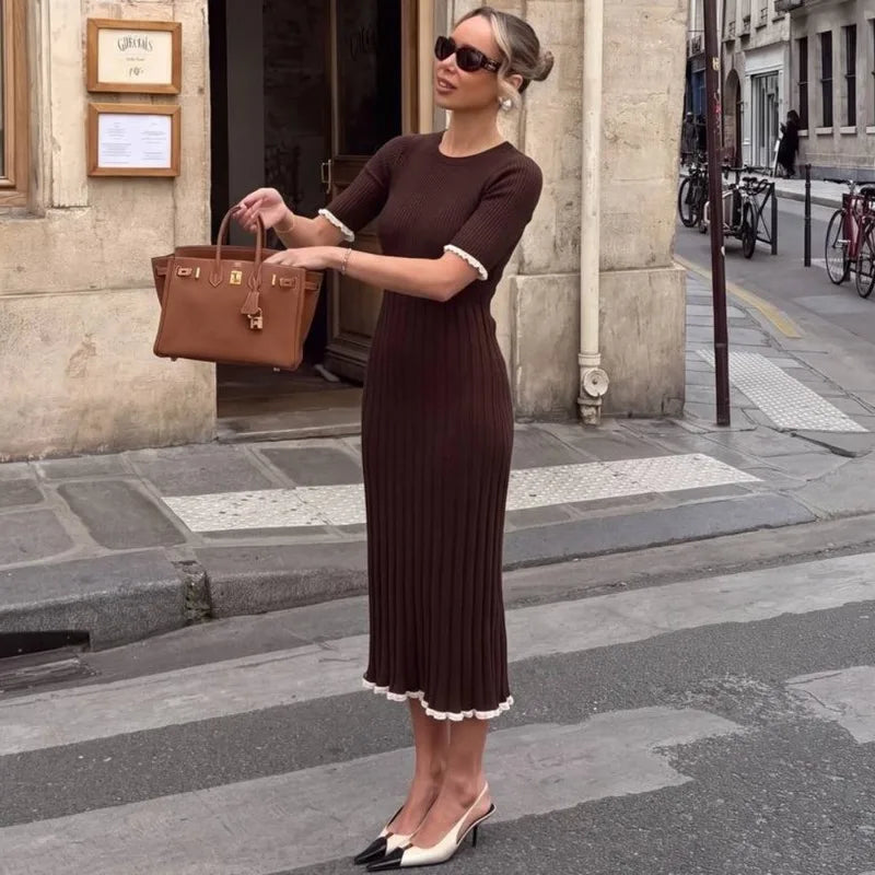 Vestido midi de canalé Eliane