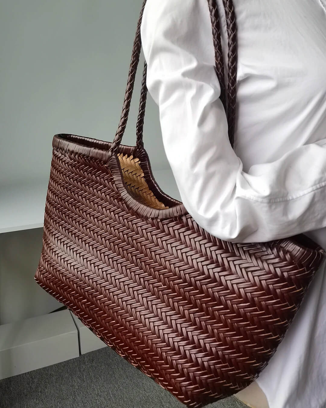 Bolso de cuero sintético tejido Rica