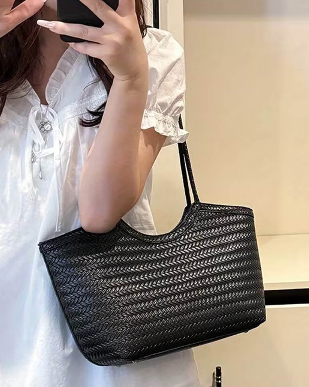 Bolso de cuero sintético tejido Rica
