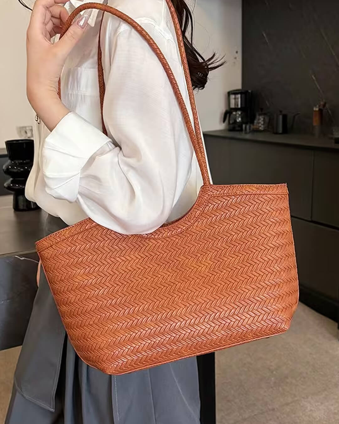 Bolso de cuero sintético tejido Rica
