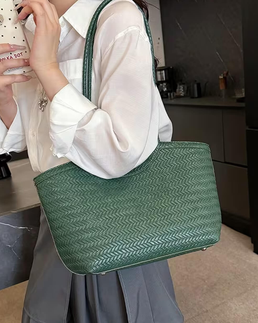 Bolso de cuero sintético tejido Rica