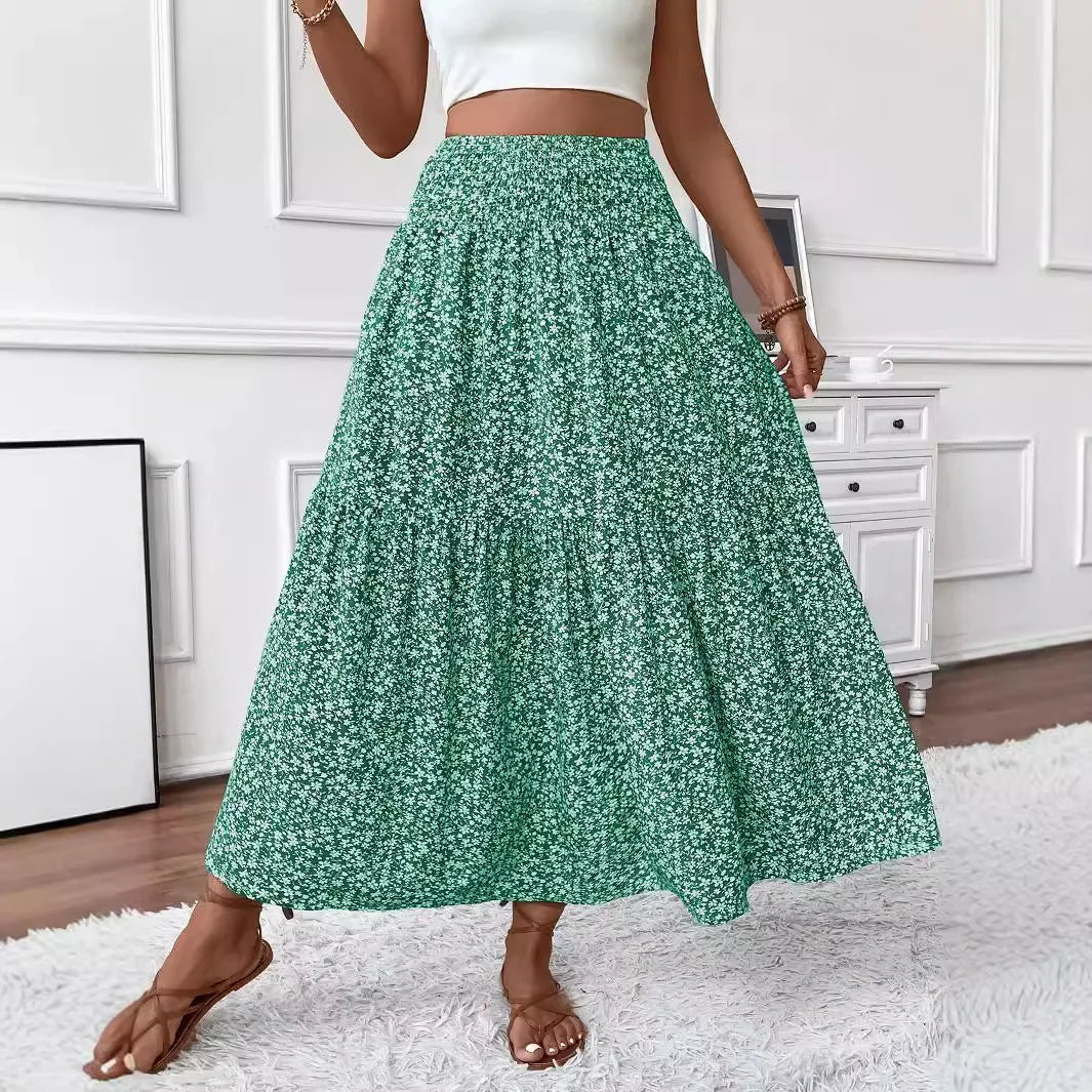 Falda larga bohemia con estampado floral Rivka