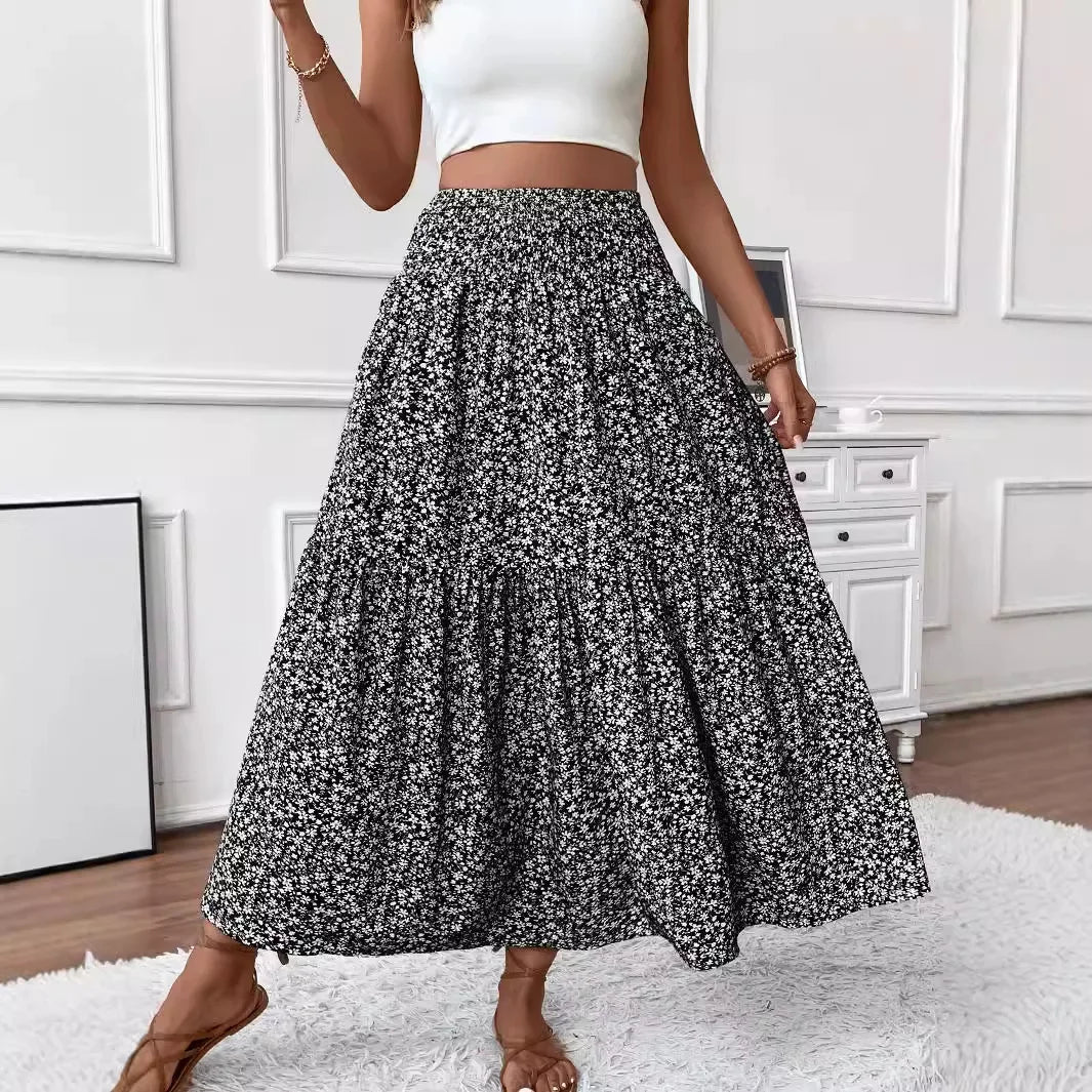 Falda larga bohemia con estampado floral Rivka