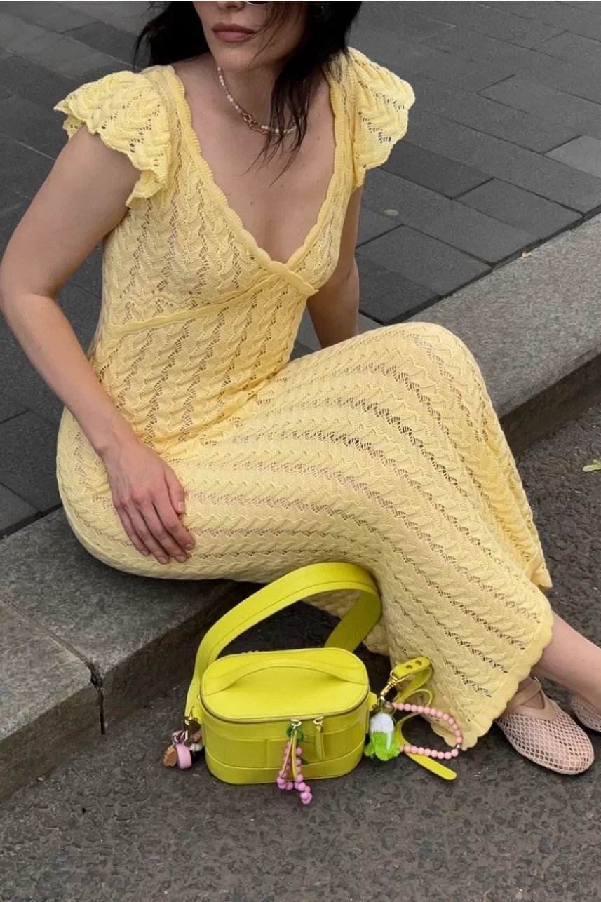 Vestido midi de punto con volantes Roan