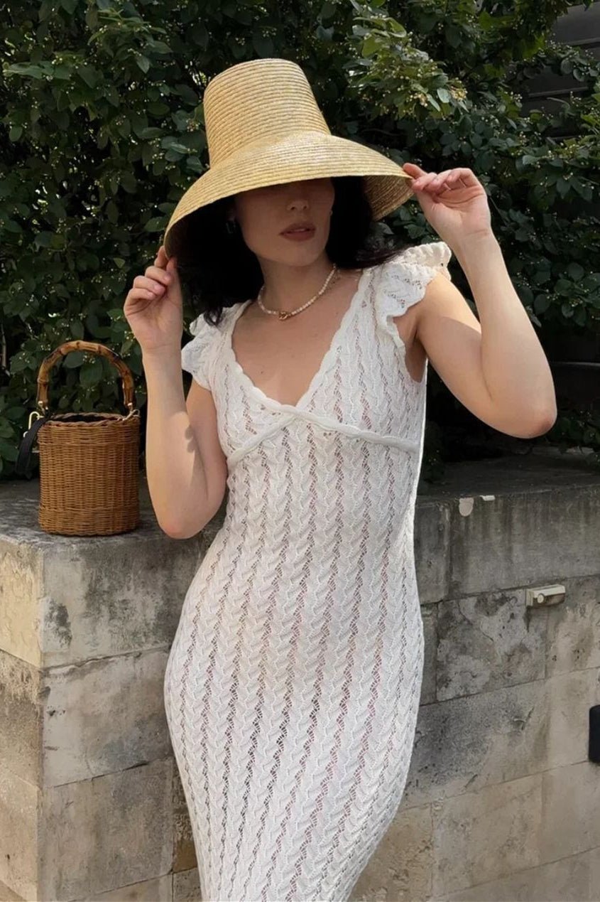 Vestido midi de punto con volantes Roan