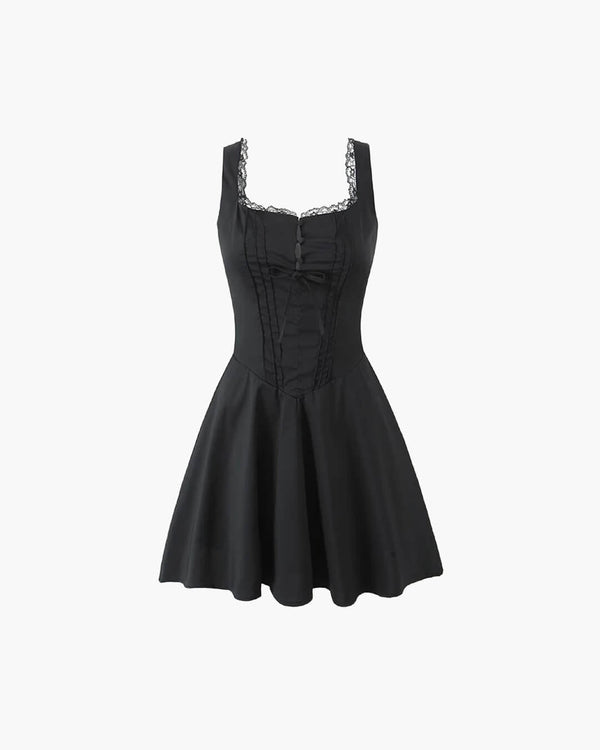 Vestido corto con espalda de cordones Rosa