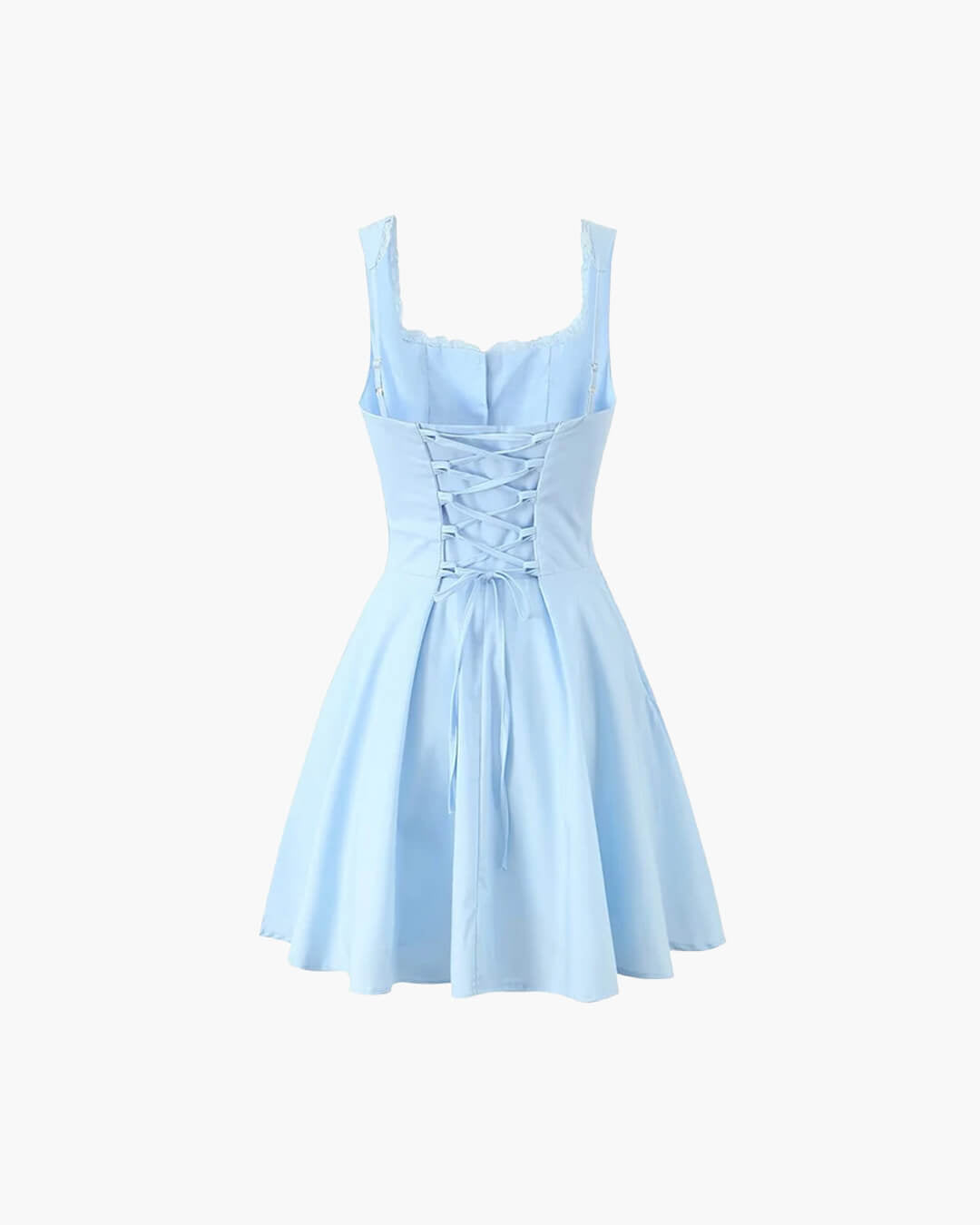 Vestido corto con espalda de cordones Rosa